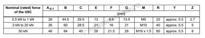 德國HBM U9C/50KN力傳感器產(chǎn)品尺寸2