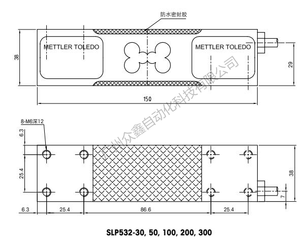 Mettler Toledo梅特勒托利多 SLP534-2T稱重傳感器產(chǎn)品尺寸