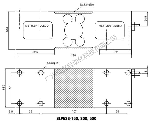 Mettler Toledo梅特勒托利多 SLP533-500kg稱重傳感器產(chǎn)品尺寸