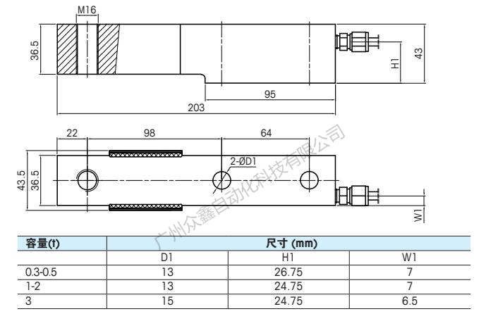 梅特勒托利多 SBS-3T稱重傳感器安裝尺寸