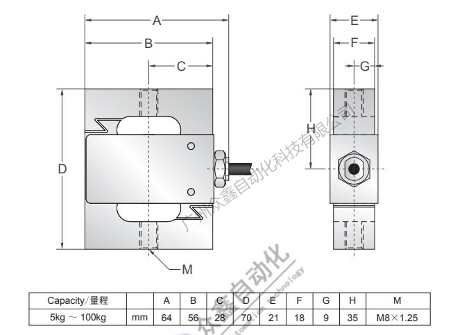 美國(guó)傳力 BAB-100M稱重傳感器安裝尺寸