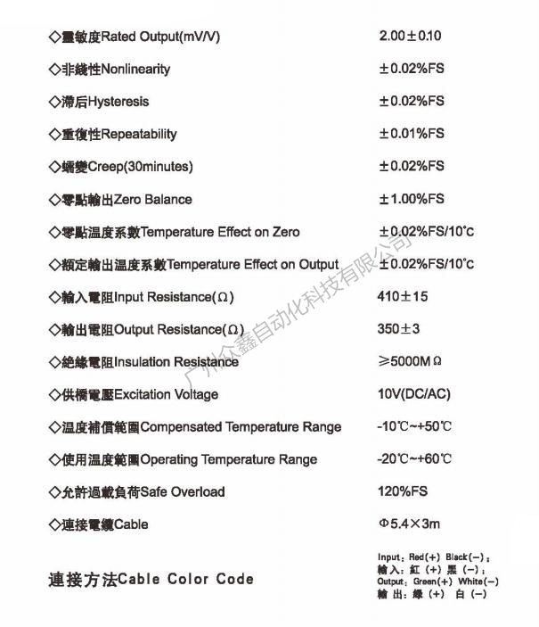 美國AC傳感器 PE-3-635kg稱重傳感器技術參數(shù)